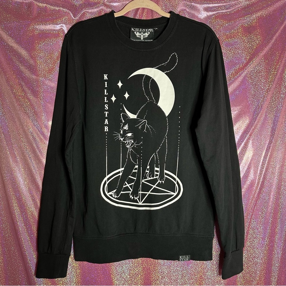 Killstar Black Cat Moon Pentagram Sabbath Goth Alternative Pullover Sweater
